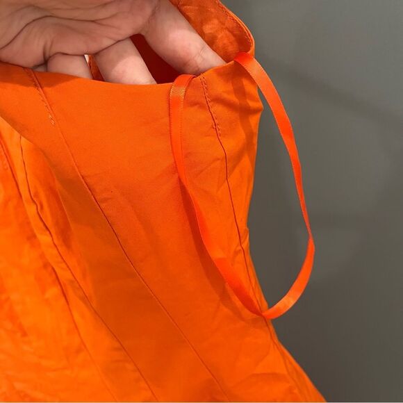 NEW Staud Mini Dress Orange Wells Fit and Flare Sleeveless size 2 - Picture 10 of 13